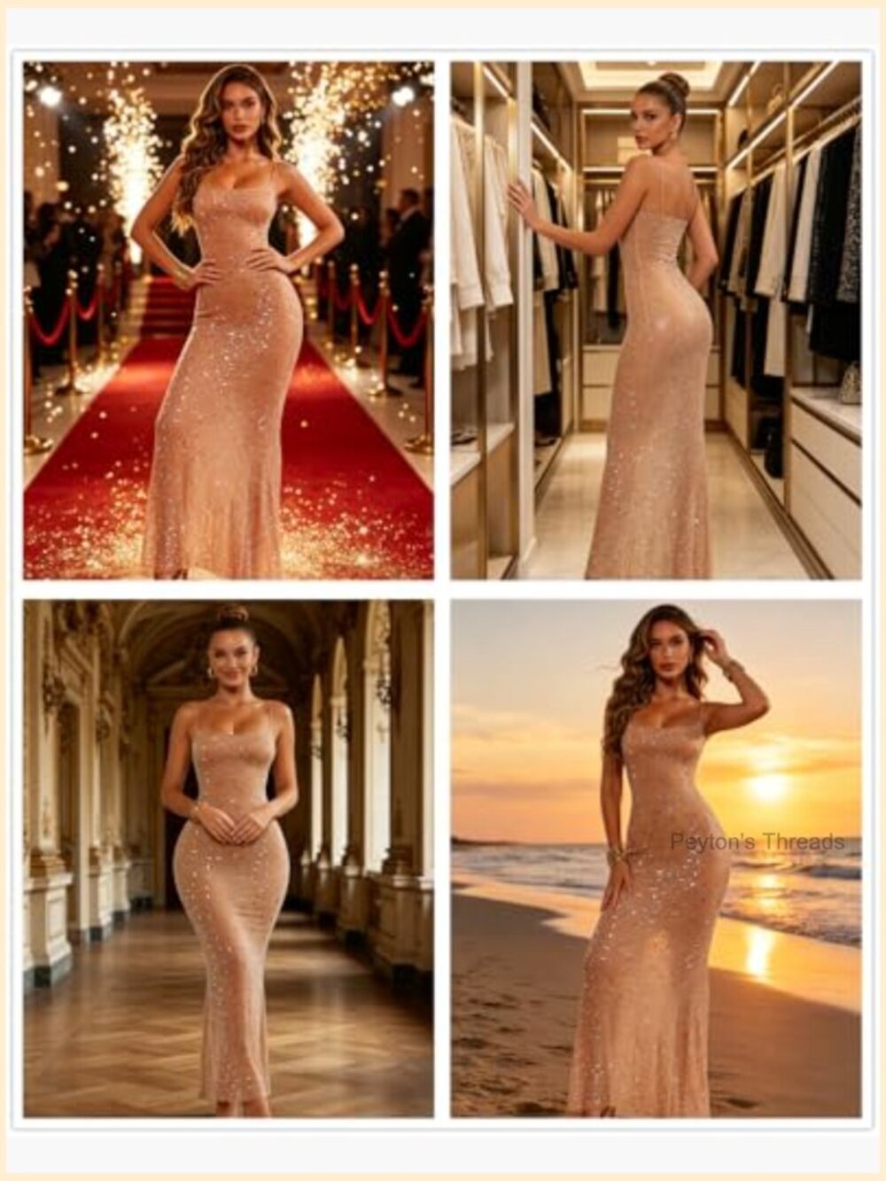 Mesh Rhinestone Cover Up Dress Sparkle Sheer Maxi Swimwear Coverups - Picture 4 of 7